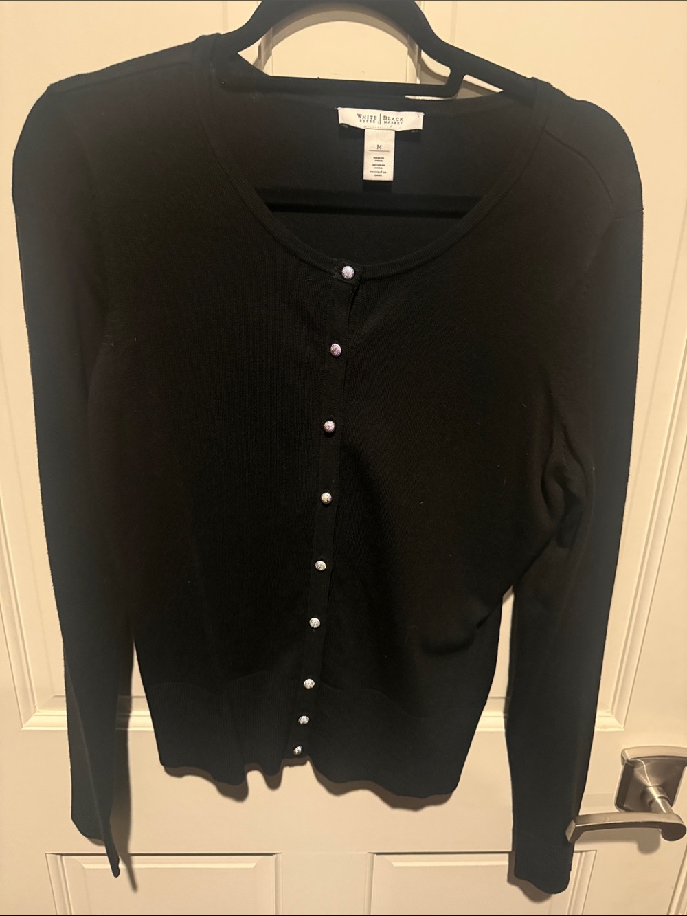 White House Black Market Black Button-Front Cardigan